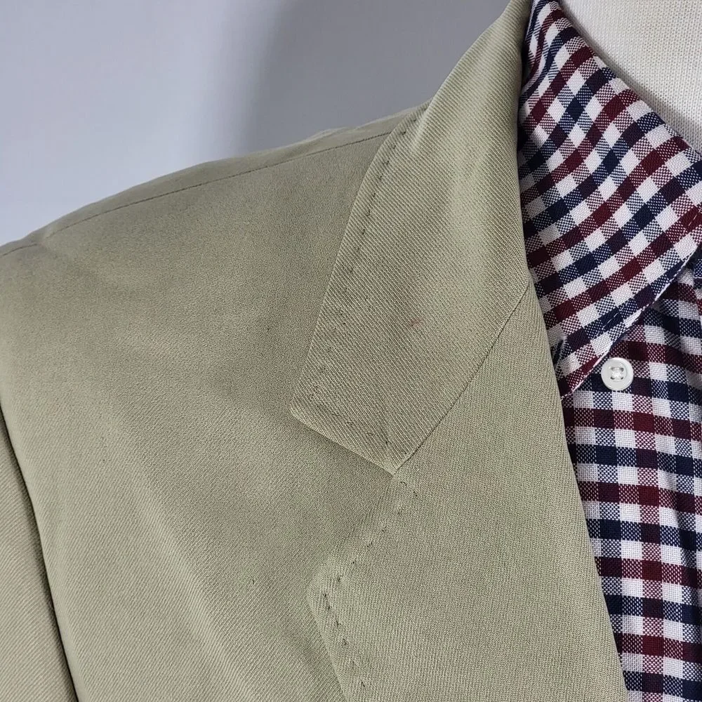 Nat Nast Men's Sport Coat Blazer Two Button Beige‎ Twill 100% Silk Size Medium